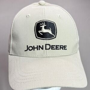 John Deere Hat Cap Beige Nothing Runs Like A Deere Logo Adjustable